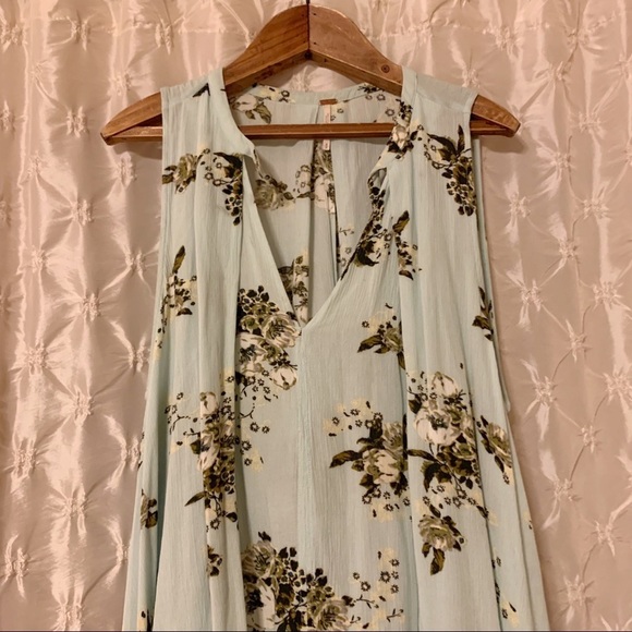 Free People Tree Swing Floral Cutout Tunic Mini Dress Mint Green - Picture 3 of 14